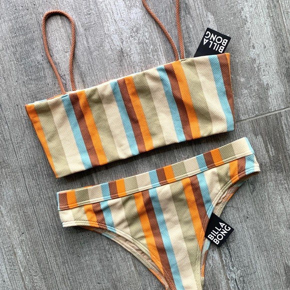Billabong Other - 🔥🔥BILLABONG - RETRO STRIPE BANDEAU MAUI SET🔥🔥